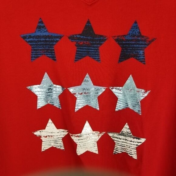 NWT. St.Johns Bay V Neck Graphic Tee. - Picture 2 of 7